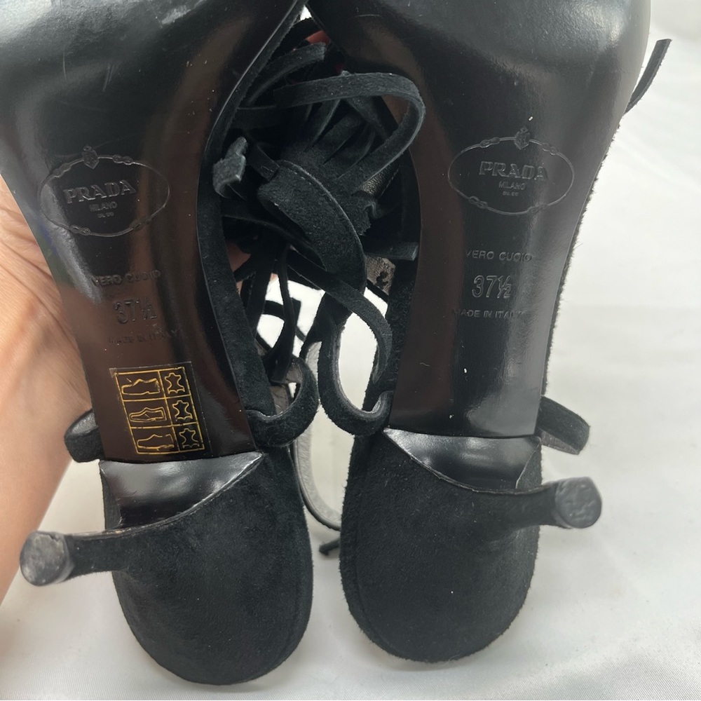 NWOT Prada Black suede fringe kitten heel size 7.5 - Picture 11 of 12